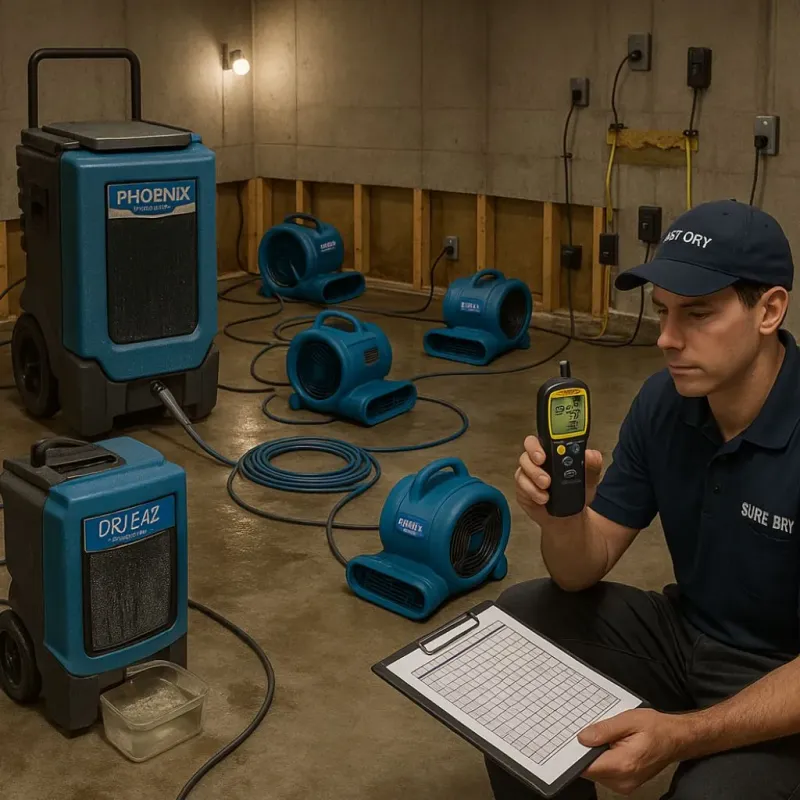 Structural Drying and Dehumidification process in Fairwood, WA